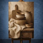 Clay & Taupe Rustic Kitchen Still Life Wall Art Canvas Print - Image 2