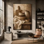 Clay & Taupe Rustic Kitchen Still Life Wall Art Canvas Print - Image 3