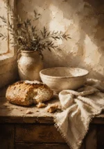 Cream & Honey Beige Rustic Kitchen Still Life Wall Art Canvas Print