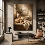 Cream & Honey Beige Rustic Kitchen Still Life Wall Art Canvas Print - Image 3