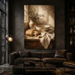 Cream & Honey Beige Rustic Kitchen Still Life Wall Art Canvas Print - Image 4