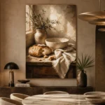 Cream & Honey Beige Rustic Kitchen Still Life Wall Art Canvas Print - Image 5