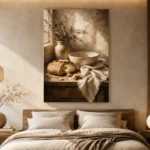 Cream & Honey Beige Rustic Kitchen Still Life Wall Art Canvas Print - Image 6