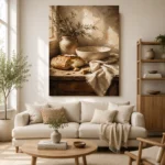 Cream & Honey Beige Rustic Kitchen Still Life Wall Art Canvas Print - Image 7