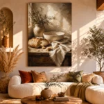 Cream & Honey Beige Rustic Kitchen Still Life Wall Art Canvas Print - Image 8