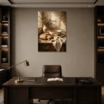 Cream & Honey Beige Rustic Kitchen Still Life Wall Art Canvas Print displayed in a contemporary gallery-inspired room