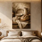 Cream & Muted Bronze Rustic Kitchen Still Life Wall Art Canvas Print - Image 6