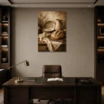 Cream & Muted Bronze Rustic Kitchen Still Life Wall Art Canvas Print displayed in a contemporary gallery-inspired room