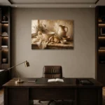 Cream & Oat Rustic Kitchen Still Life Wall Art Canvas Print displayed in a contemporary gallery-inspired room