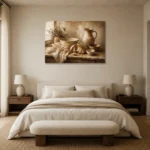 Cream & Oat Rustic Kitchen Still Life Wall Art Canvas Print showcased in an elegant minimalist interior