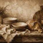 Clay & Toasted Beige Rustic Kitchen Still Life Wall Art Canvas Print
