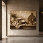 Clay & Toasted Beige Rustic Kitchen Still Life Wall Art Canvas Print - Image 5
