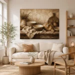 Clay & Toasted Beige Rustic Kitchen Still Life Wall Art Canvas Print - Image 7