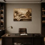 Clay & Toasted Beige Rustic Kitchen Still Life Wall Art Canvas Print displayed in a contemporary gallery-inspired room