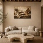 Clay & Toasted Beige Rustic Kitchen Still Life Wall Art Canvas Print presented in a sophisticated home setting