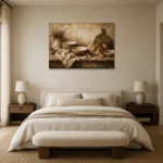 Clay & Toasted Beige Rustic Kitchen Still Life Wall Art Canvas Print showcased in an elegant minimalist interior