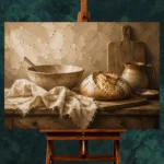 Cream & Caramel Rustic Kitchen Still Life Wall Art Canvas Print - Image 2