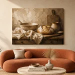 Cream & Caramel Rustic Kitchen Still Life Wall Art Canvas Print - Image 3