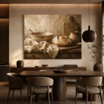 Cream & Caramel Rustic Kitchen Still Life Wall Art Canvas Print - Image 4