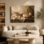 Cream & Caramel Rustic Kitchen Still Life Wall Art Canvas Print - Image 6
