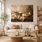 Cream & Caramel Rustic Kitchen Still Life Wall Art Canvas Print - Image 7