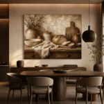Parchment & Wood Rustic Kitchen Still Life Wall Art Canvas Print - Image 4
