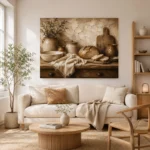 Parchment & Wood Rustic Kitchen Still Life Wall Art Canvas Print - Image 7