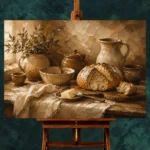 Honey Beige & Cocoa Rustic Kitchen Still Life Wall Art Canvas Print - Image 2