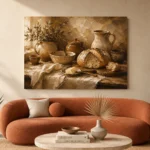 Honey Beige & Cocoa Rustic Kitchen Still Life Wall Art Canvas Print - Image 3