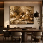 Honey Beige & Cocoa Rustic Kitchen Still Life Wall Art Canvas Print - Image 4
