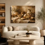 Honey Beige & Cocoa Rustic Kitchen Still Life Wall Art Canvas Print - Image 6