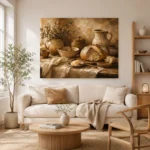Honey Beige & Cocoa Rustic Kitchen Still Life Wall Art Canvas Print - Image 7