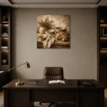 Cream & Warm Oat Rustic Kitchen Still Life Wall Art Canvas Print displayed in a contemporary gallery-inspired room