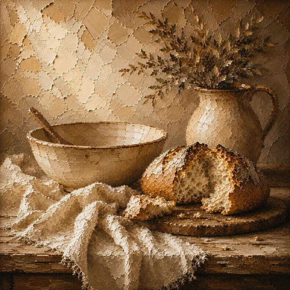 Honey Beige Artisan Bread Rustic Kitchen Wall Art Canvas Print