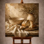 Honey beige Rustic Kitchen Wall Art print for elegant interiors. No text or watermarks in design.