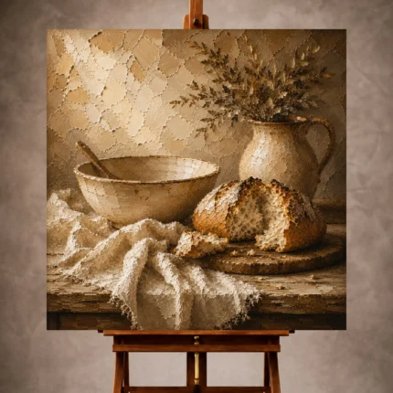 Honey beige Rustic Kitchen Wall Art print for elegant interiors. No text or watermarks in design.
