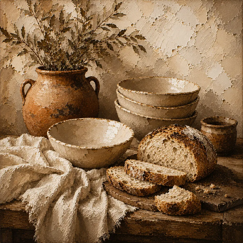 Parchment & Clay Rustic Kitchen Still Life Wall Art Canvas Print