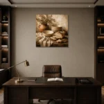 Parchment & Clay Rustic Kitchen Still Life Wall Art Canvas Print displayed in a contemporary gallery-inspired room