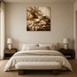 Parchment & Clay Rustic Kitchen Still Life Wall Art Canvas Print showcased in an elegant minimalist interior
