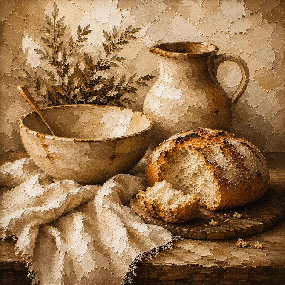 Soft Caramel & Clay Rustic Kitchen Still Life Wall Art Canvas Print