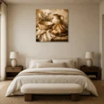 Soft Caramel & Clay Rustic Kitchen Still Life Wall Art Canvas Print showcased in an elegant minimalist interior