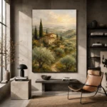 Soft Olive & Terracotta Tuscan Landscape Wall Art Canvas Print - Image 3