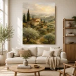 Soft Olive & Terracotta Tuscan Landscape Wall Art Canvas Print - Image 7