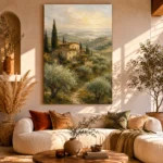 Soft Olive & Terracotta Tuscan Landscape Wall Art Canvas Print - Image 8