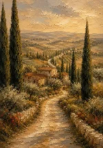 Sage & Ochre Tuscan Landscape Wall Art Canvas Print