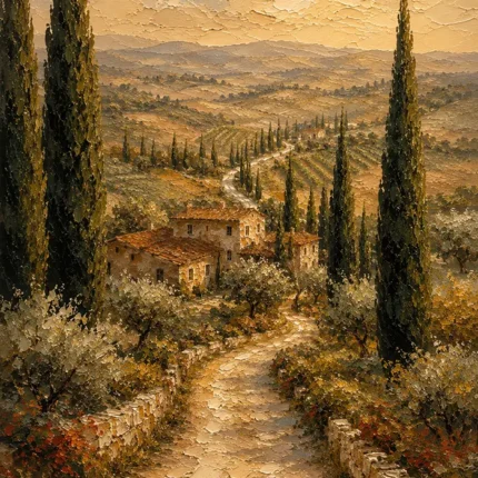 Sage & Ochre Tuscan Landscape Wall Art Canvas Print