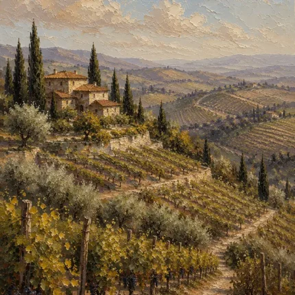 Olive & Terracotta Tuscan Landscape Wall Art Canvas Print