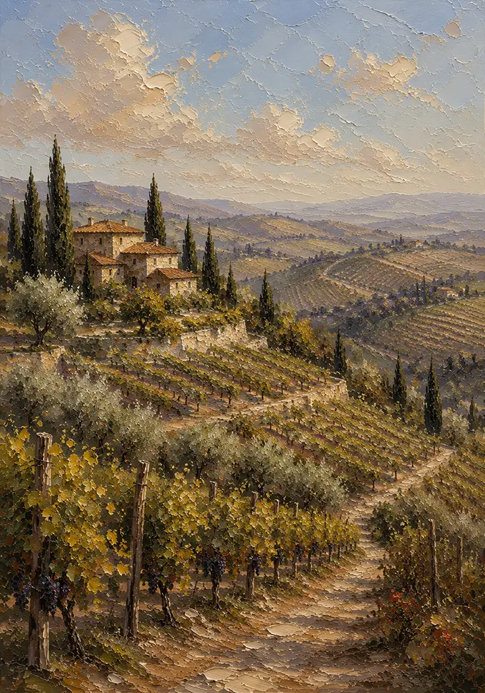 Olive & Terracotta Tuscan Landscape Wall Art Canvas Print