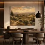 Olive & Ochre Panoramic Tuscan Landscape Wall Art Canvas Print - Image 4