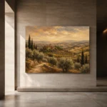Olive & Ochre Panoramic Tuscan Landscape Wall Art Canvas Print - Image 5